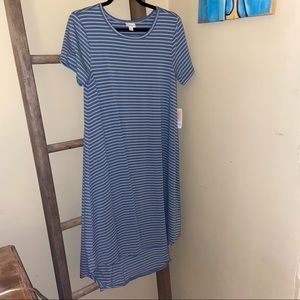 NWT LuLaRoe Blue Striped Carly Dress